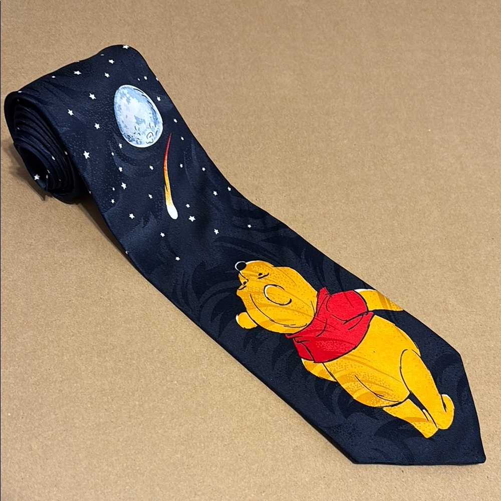 Disney Pooh 57” Black Tie with Winnie the Pooh Design - Picture 1 of 6